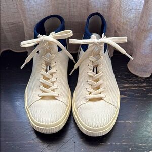 Rothy's Cream and Blue High Top Sneakers